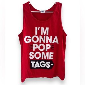 Y2K Kitschy Macklemore I’m Gonna Pop Some Tags Muscle Tank Red Size Small